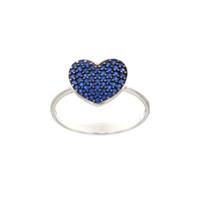 Anello Da Donna Cuore Blu Oro Bianco ELO0378OREF