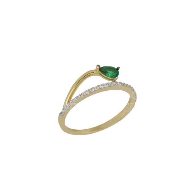 Anello Da Donna Goccia Verde Oro Giallo ELO0440OREF