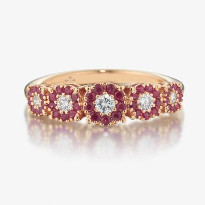 Anello Ubi Maior Diamonds Veretta Rubini Oro Rosa