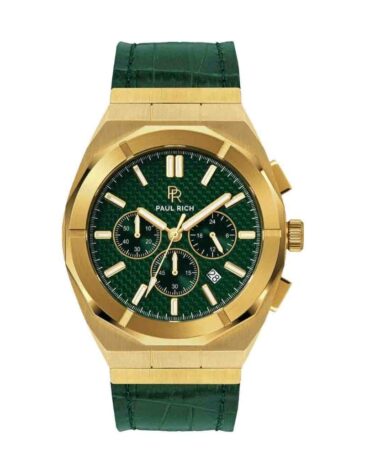 Orologio Da Polso Paul Rich Motorsport Carbon Fiber Gold Green Leather